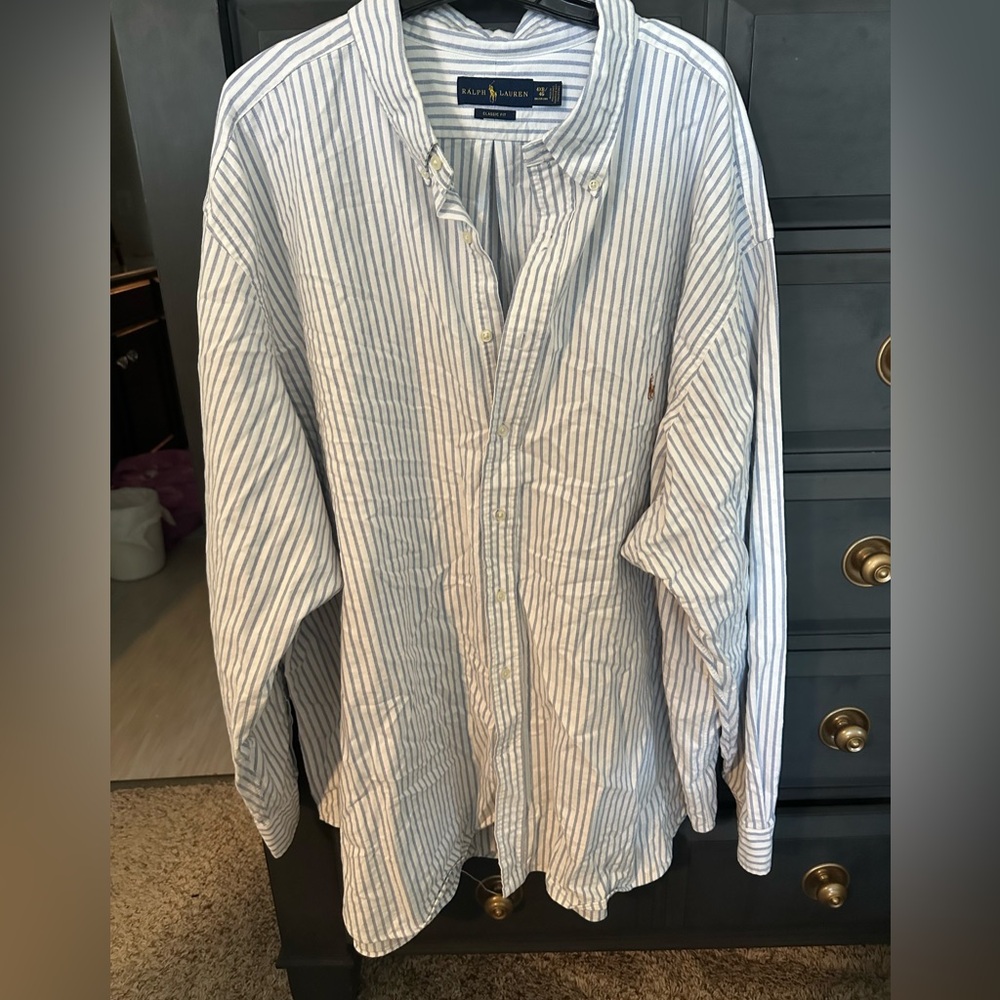 Ralph Lauren blue and white stripe button down 4X